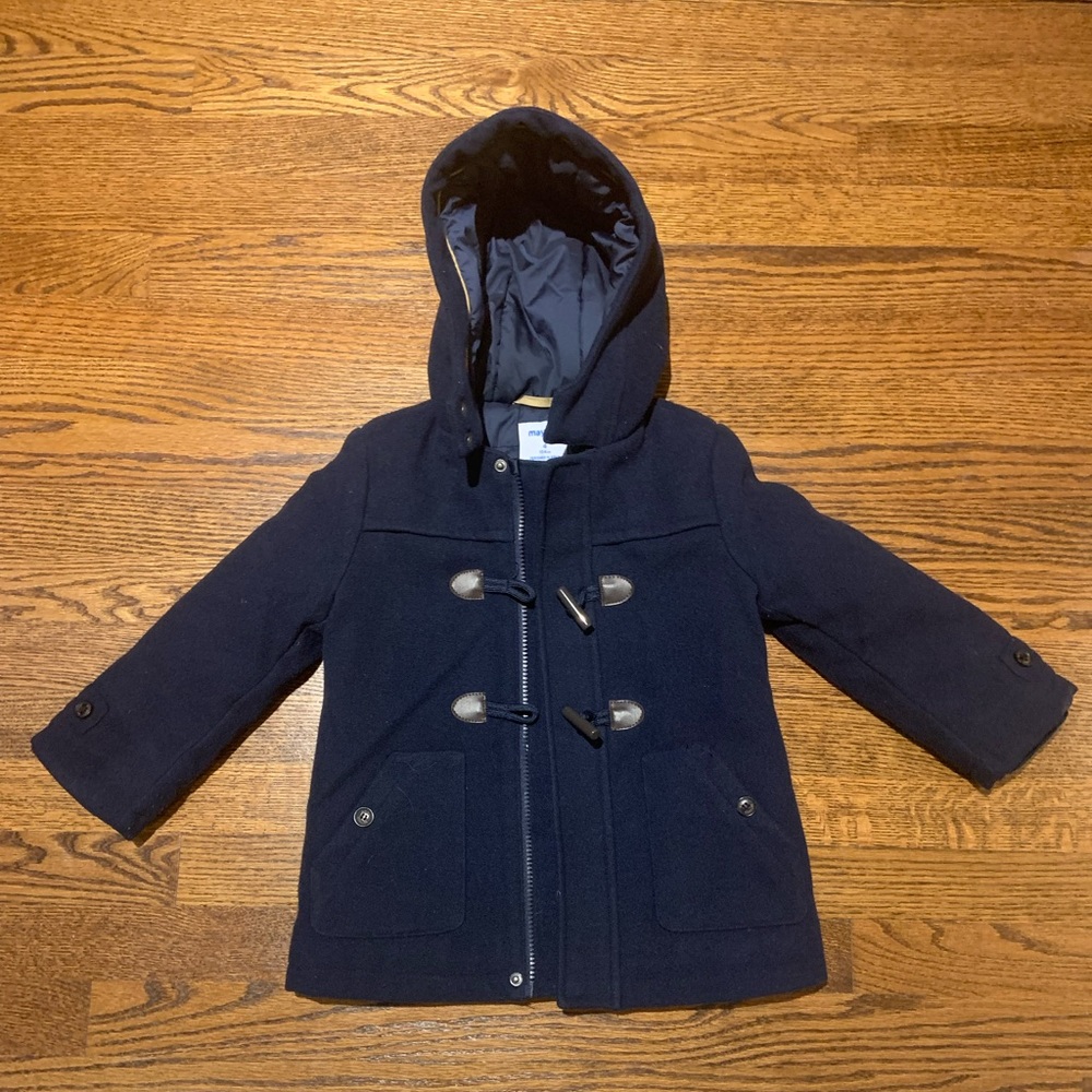 LIKE NEW Mayoral Navy Blue Lined Padded Winter Toggle Coat
